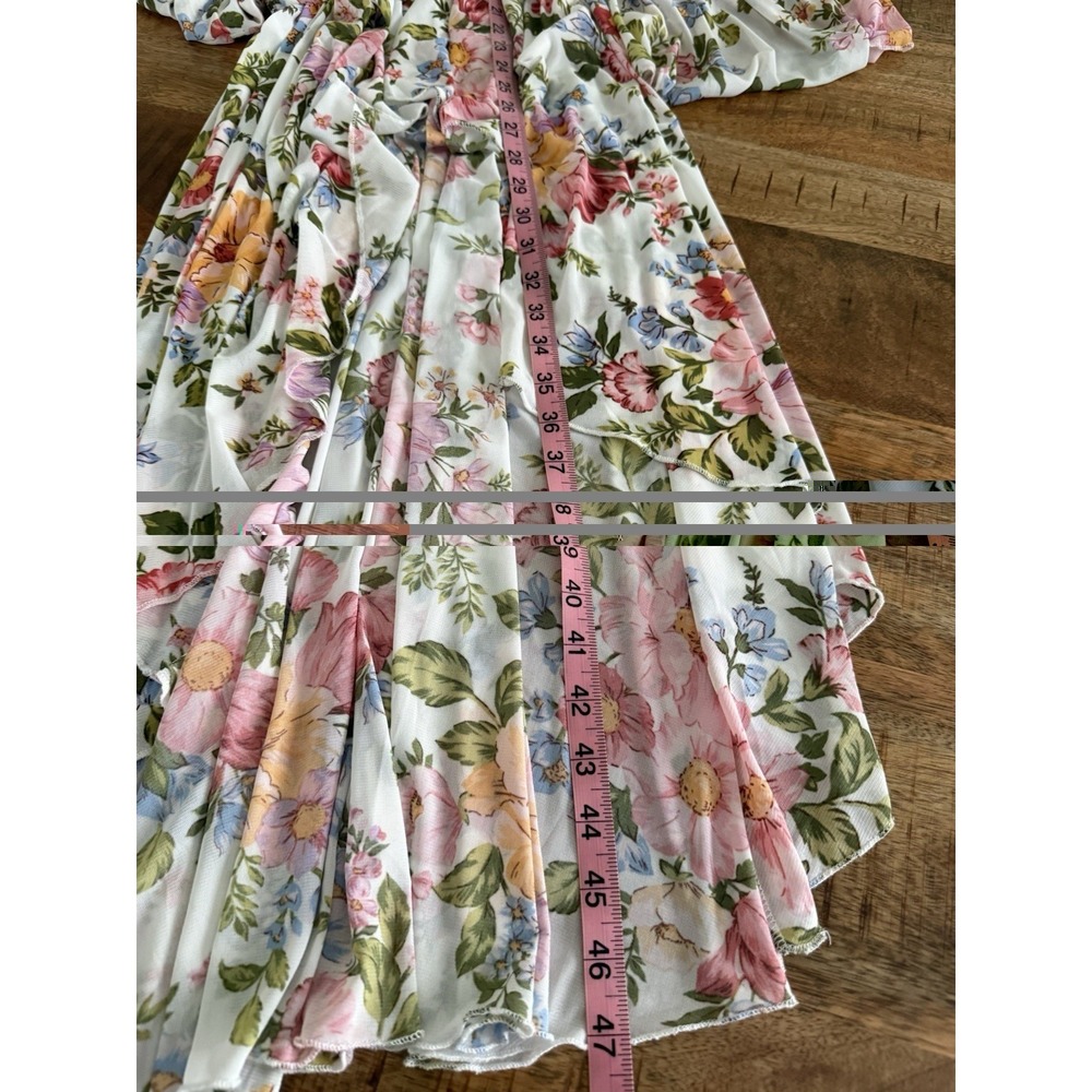 LIFE Love Is For Eternity Floral Kimono Dress M Lace Boho Wedding Guest High Low - Picture 11 of 11
